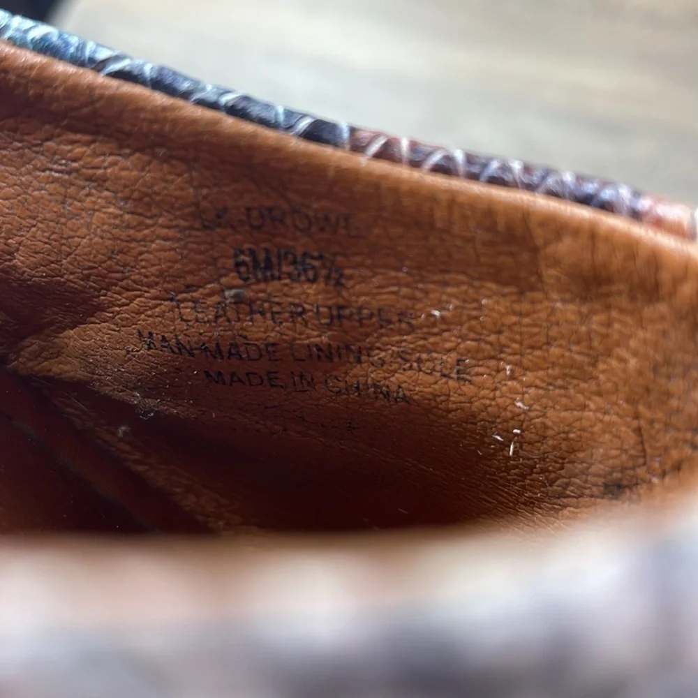 Lucky Brand Women’s DROWE Leather D'Orsay Flats  Tan Black Teal Snake Print, 6 - Picture 8 of 9